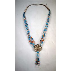 Pueblo Beaded Concho Necklace by Redhawk