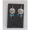 Image 1 : Navajo Sterling Turquoise & Obsidian Earrings