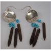 Image 3 : Navajo Sterling Turquoise & Obsidian Earrings