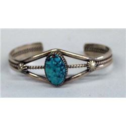 Navajo Sterling Silver Turquoise Cuff Bracelet