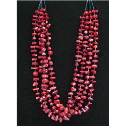 Native American Navajo 4 Strand Coral Necklace
