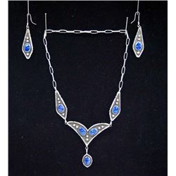 Navajo Sterling Lapis Lazuli Necklace & Earrings
