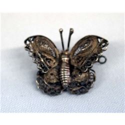 Mexican Sterling Silver Filigree Butterfly Pin