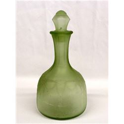 Cameo Ballerina Frosted Green Glass Decanter