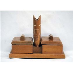 Vintage Wooden Western Playing Card Holder