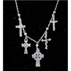 Vintage Estate Sterling Silver Cross Necklace