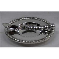 Hand Hammered Mexican Pewter Cheese Plate & Knife