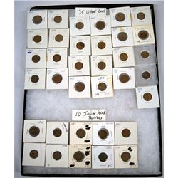 Collection of Wheat Cents and Indian Head Pennies