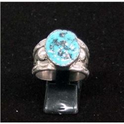 Navajo Sterling Silver & Turquoise Ring, Size 12.5
