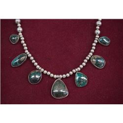 Pawn Navajo Sterling Manassa Turquoise Necklace