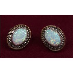 Navajo Gold GF on Sterling Silver & Opal Earrings