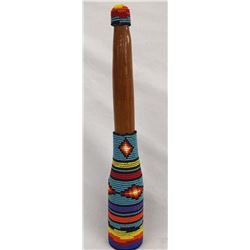 Hand Beaded Wooden Bottle by Kathy Kills Thunder