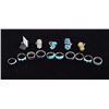 Image 2 : Collection of 15 Zuni Sterling Rings, Mixed Stones