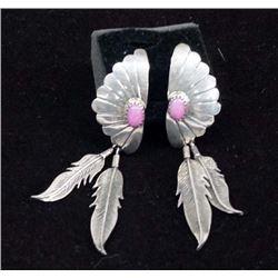 Navajo Sterling Silver Feather Dangle Earrings