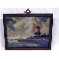 Antique Dutch Windmill Print