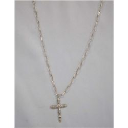 Navajo Sterling Silver Cross Pendant Necklace