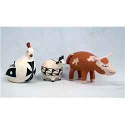 3 Native American Acoma Pottery Animals