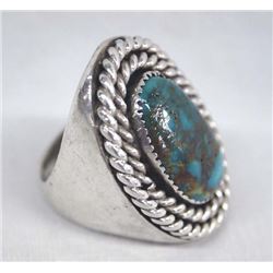Navajo Sterling Red Mountain Turquoise Ring, S 9.5