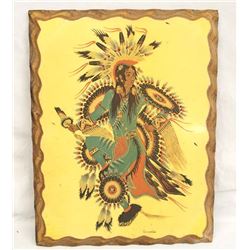 Decoupaged Woody Crumbo Print ''Feather Dance''