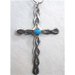 1970's Navajo Sterling Cross Pendant Necklace