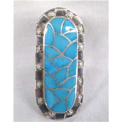 Dynamic Zuni Silver Turquoise Ring by Haloo, Sz 10