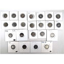 Collection of Barber Dimes, Mixed Dates & Mints