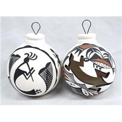 Pr Acoma Pottery Christmas Ornaments by M. Antonio