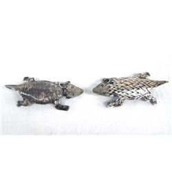 Pr Vintage Navajo Sterling Silver Horned Toad Pins