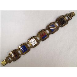 Antique European Brass Family Crest Link Bracelet