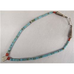 Vintage Navajo Turquoise & Coral Heishi Choker
