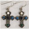 Image 1 : Sterling Silver and Multi-Stone Cross Earrings