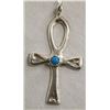 Image 2 : Navajo Silver Turquoise Ankh Pendant Necklace