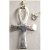 Image 3 : Navajo Silver Turquoise Ankh Pendant Necklace