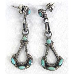 Vintage Zuni Sterling Silver Turquoise Earrings