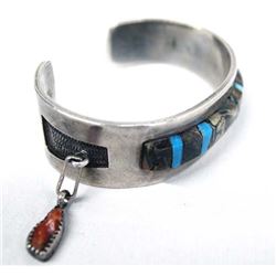 Zuni Old Pawn Sterling Silver Inlay Bracelet