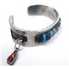 Image 1 : Zuni Old Pawn Sterling Silver Inlay Bracelet