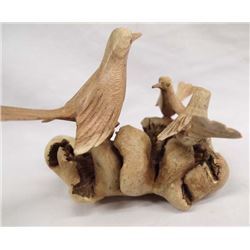 Balinese Hand Carved Chinaberry Burl Wood Birds