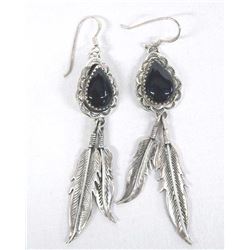 Navajo Sterling Silver Onyx Earrings