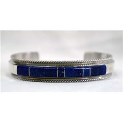 Navajo Sterling Silver Lapis Bracelet by Yazzie