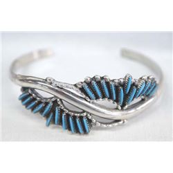 Zuni Sterling Needlepoint Turquoise Bracelet