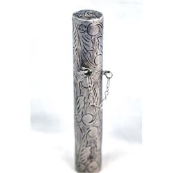 Vintage Etched Sterling Silver Toothpick Holder