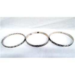 3 Sterling Silver Bangle Bracelets