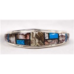 Navajo Silver Channel Inlay Bracelet by Alvin Joe
