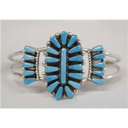 Zuni Sterling Turquoise Bracelet by Vera Halusewa