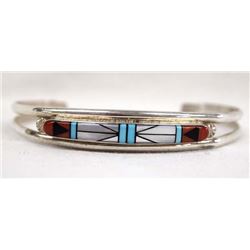 Zuni Silver Stone to Stone Inlay Bracelet, Cheama