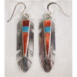 Navajo Sterling Channel Inlay Earrings by Yazzie