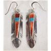 Image 1 : Navajo Sterling Channel Inlay Earrings by Yazzie