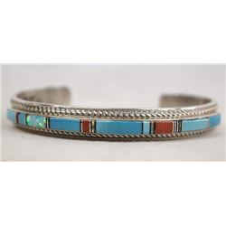 Native American Zuni Sterling Inlay Bracelet