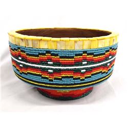 Hand Beaded Wood Bowl by Kathy Kills Thunder