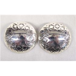 Dynamic Navajo Silver Concho Earrings by T & K Lee
